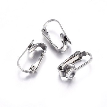 304 Stainless Steel Clip-on Earring Findings, Stainless Steel Color, 16x9x7mm