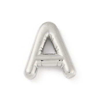 Rack Plating Brass Pendants, Long-Lasting Plated, Lead Free & Cadmium Free, Platinum, Letter A, 18x15x4mm, Hole: 1.8mm