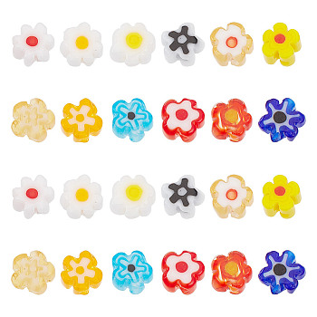 360Pcs 12 Colors Handmade Millefiori Glass Beads, Flower, Mixed Color, 3.7~5.6x2.6mm, Hole: 1mm, 30pcs/color