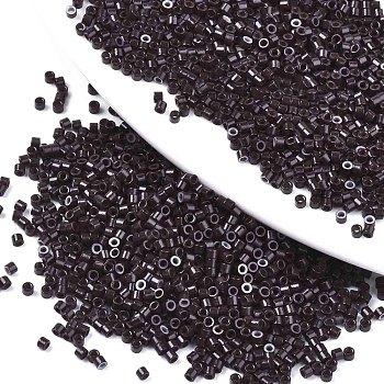 11/0 Grade A Glass Seed Beads, Cylinder, Uniform Seed Bead Size, Baking Paint, Coffee, 1.5x1mm, Hole: 0.5mm, about 2000pcs/10g