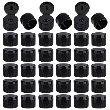 Plastic Flip Bottle Caps, Column, Black, 27x20.5mm