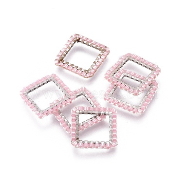 15mm Pink Square Glass Links