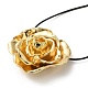 Zinc Alloy Rose Flower Pendant Necklace with Leather Cords(NJEW-D044-01KCG)-2