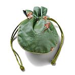 Chinese Brocade Packing Pouches, Drawstring Bags, Lining Random Color, Square with Flower Pattern, Medium Aquamarine, 14x11.7x0.2cm(ABAG-I008-01F)