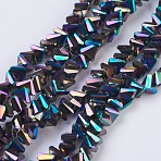 Electroplate Glass Beads Strands, Full Plated, Faceted, Triangle, Multi-color Plated, 4.5x5x6mm, Hole: 1mm, about 100pcs/strand, 13.7 inch(35cm)(EGLA-J145-6mm-FP05)