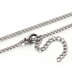 Tarnish Resistant 304 Stainless Steel Rolo Chain Necklaces, with Lobster Claw Clasps, Stainless Steel Color, 17.7 inch(45cm), 2mm(STAS-M174-065P)