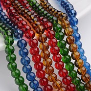 Spray Painted Transparent Glass Beads Strands, Round, Mixed Color, 6mm, Hole: 1mm, about 136pcs/strand, 29.9 inch(DGLA-R024-6mm-M)