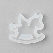 Food Grade Silicone Molds, Fondant Molds, For DIY Cake Decoration, Chocolate, Candy, UV Resin & Epoxy Resin Jewelry Making, Wooden Horse, White, 32x37x8mm(X-DIY-E021-15)