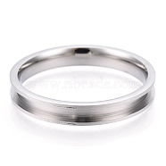 201 Stainless Steel Grooved Finger Ring Settings, Ring Core Blank, for Inlay Ring Jewelry Making, Stainless Steel Color, US Size 12 3/4(22mm)(RJEW-TAC0017-4mm-06A)