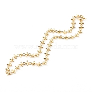 Brass Bar Link Chain Necklaces, with 304 Stainless Steel Toggle Clasps, Golden, 16 inch(40.5cm)(NJEW-JN03355)