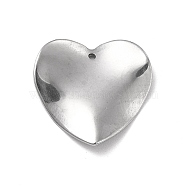 Non-Tarnish 201 Stainless Steel Pendants, Heart Charm, Stainless Steel Color, 21x22x1.5mm, Hole: 1.2mm(STAS-G296-08P)