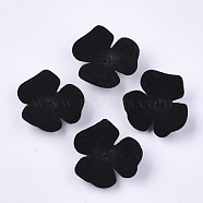 Flocky Acrylic Bead Caps, 3-Petal, Flower, Black, 22x23x8mm, Hole: 1mm(X-OACR-T005-01-01)