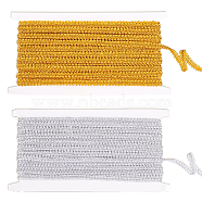 2 Cards 2 Colors Metallic Polyester Lace Trim, Garment Accessory, Flower Pattern, Mixed Color, 1/4 inch(8mm), about 15 yards/card, 1 card/color(OCOR-FG0001-39)
