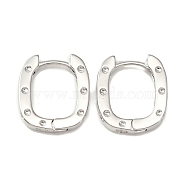 Brass Oval with Polka Dot Hoop Earrings for Woman, Platinum, 16x13.5x2.5mm, Pin: 0.8mm(EJEW-F314-02A-P)