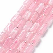 Natural Rose Quartz Beads Strands, Faceted, Column, 8~11x6~8x5~7mm, Hole: 1mm, about 15~17pcs/strand, 7.28~7.48 inch(18.5~19cm)(G-S345-8x11-014)