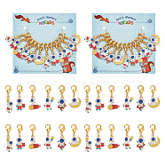 Alloy Enamel Spaceman Pendant Locking Stitch Markers, Zinc Alloy Lobster Claw Clasps Stitch Marker, Mixed Color, 3.5~4cm, 6 style, 2pcs/style, 12pcs/set(HJEW-AB00109)
