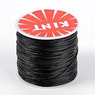 Round Waxed Polyester Cords, Black, 0.45mm, about 174.97 yards(160m)/roll(YC-K002-0.45mm-20)