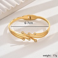 Stylish Stainless Steel Hollow Bracelets for Women, Real 18K Gold Plated, Inner Diameter: 2-3/8~2-3/4 inch(6~7cm)(JN9946-2)