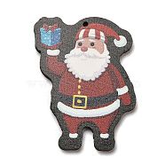 Wood Pendants, Christmas Theme Charms, Santa Claus, 45x35x2.5mm, Hole: 1.6mm(WOOD-Z003-01B)