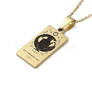 304 Stainless Steel Black Enamel Rectangle with Constellation Pendant Necklaces, Golden, Aquarius, 15.75~17.72 inch(40~45cm)(NJEW-I128-01A)