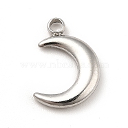 Non-Tarnish 304 Stainless Steel Pendants, Moon Charms, Stainless Steel Color, 12x8.5x2mm, Hole: 1.5mm(STAS-P312-20P)