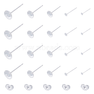 Unicraftale 304 Stainless Steel Stud Earring Findings, For Half Drilled Beads, with 50PCS Ear Nuts, Silver, Earring Findings: 14~15x3~6mm, Pin: 0.8mm, 50pcs/box(STAS-UN0015-19S)