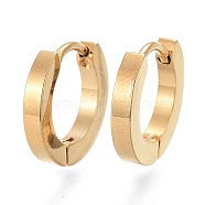 304 Stainless Steel Huggie Hoop Earrings, Ring, Golden, 12.5x13.5x2mm, Pin: 1mm(EJEW-L252-034B-G)