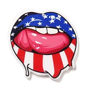 Independence Day Opaque Acrylic Pendants, Lip, 44x38x2.5mm, Hole: 1.6mm(OACR-E034-03B)