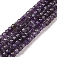 Natural Amethyst Beads Strands, Faceted, Cube, 4x4x4mm, Hole: 0.8mm, about 100pcs/strand, 15.51''(39.4cm)(X-G-L581C-002-A)