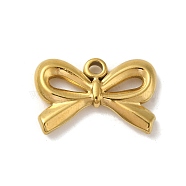 Ion Plating(IP) 304 Stainless Steel Pendants, Bowknot Charm, Real 18K Gold Plated, 13x20.2x3mm, Hole: 2mm(STAS-C104-14G)