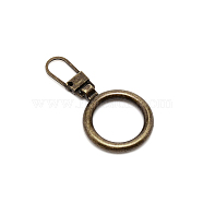 Alloy Zipper Puller, Zip Pull Tab Replacement, Garment and Bag Accessories, Round, Antique Bronze, 4.5x2.3x0.4cm, Hole: 10x6.5mm(FIND-WH0098-07AB)