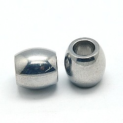 Tarnish Resistant 304 Stainless Steel European Beads, Barrel, Large Hole Beads, 10x10mm, Hole: 5mm(STAS-E034-4)