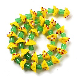 Handmade Lampwork Bumpy Beads Strands, Mushroom, Yellow, 16~17x14.5~16.5x14~16mm, Hole: 1.2~1.8mm, about 30pcs/strand, 17.13~19.76''(43.5~50.2cm)(LAMP-A004-06E)