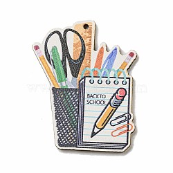 Wood Pendant, Teachers' Day Theme, Pen, 46x36x2.5mm, Hole: 1.6mm(WOOD-H107-04-15)