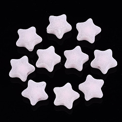 Flocky Acrylic Beads, Bead in Bead, Star, Misty Rose, 15x16x9mm, Hole: 2mm(X-MACR-S275-25B-07)