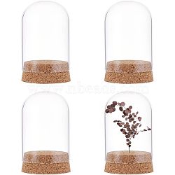 nbeads 4 définit un dôme en verre à haute teneur en borosilicate, vitrine décorative, cloche cloche terrarium avec base en liège bois, effacer, 50x70 mm(DJEW-NB0001-15)