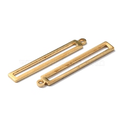 Brass Pendants, Rectangle Charm, Golden, 33x5x1mm, Hole: 1.6mm(KK-WH0054-39G)