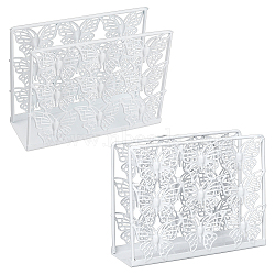 Iron Napkin Holder, Rectangle with Butterfly Pattern, White, 124x45.5x97mm(DJEW-WH0033-72)