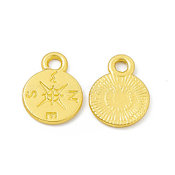 Rack Plating Alloy Charms, Cadmium Free & Lead Free & Nickle Free, Compass, Matte Gold Color, 12.5x9.5x1mm, Hole: 1.8mm(FIND-G045-25MG)