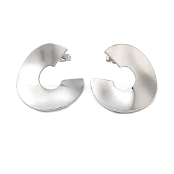 Brass C-Shaped Stud Earrings, Platinum, 36x35mm(EJEW-P294-01P)