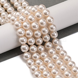 Baking Painted Pearlized Glass Pearl Round Bead Strands, PapayaWhip, 8mm, Hole: 0.8mm, about 50pcs/strand, 15.75''(40cm)(PEAR-H019-02C-02)