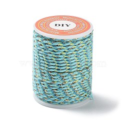 4-Ply Polycotton Cord Metallic Cord, Handmade Macrame Cotton Rope, for String Wall Hangings Plant Hanger, DIY Craft String Knitting, Pale Turquoise, 1.5mm, about 4.3 yards(4m)/roll(OCOR-Z003-D112)
