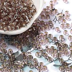Glass Seed Beads, Silver Lined, Round Hole, Round, Rosy Brown, 4x3mm, Hole: 1.2mm, 6429pcs/pound(SEED-H002-C-A045)