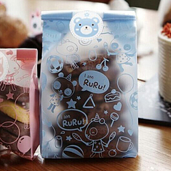 Frosted Cookie Candy Bread Packaging Bags, Light Blue, 23x8.5cm, about 45~50pcs/bag(PE-L003-04)