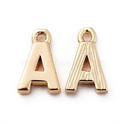 Brass Charms, Letter, Nickel Free, Real 18K Gold Plated, Letter.A, 8.5x5x1.5mm, Hole: 0.8mm(X-KK-S350-167A-G)