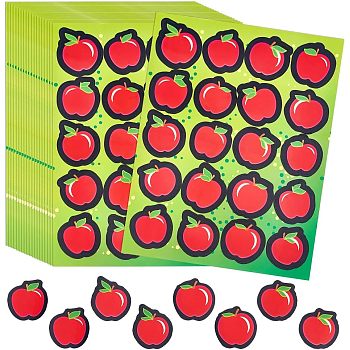 Apple Self-Adhesive Paper Stickers, for Notebooks Guitar Skateboards, Red, 176x136x0.3mm, Sticker: 28x27mm, 20Pcs/sheet