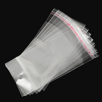 OPP Cellophane Bags, Rectangle, Clear, 12x5.5cm, Hole: 8mm, Unilateral Thickness: 0.035mm, Inner Measure: 7x5.5cm