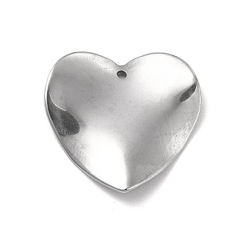 201 Stainless Steel Pendants, Heart Charm, Stainless Steel Color, 21x22x1.5mm, Hole: 1.2mm