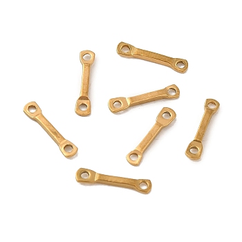 Ion Plating(IP) 304 Stainless Steel Links Connector Charms, Flat Bar, Real 18K Gold Plated, 10x2x1mm, Hole: 1mm