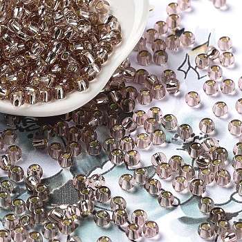 Glass Seed Beads, Silver Lined, Round Hole, Round, Rosy Brown, 4x3mm, Hole: 1.2mm, 6429pcs/pound
